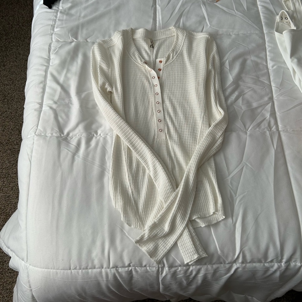 White Henley Long sleeve top